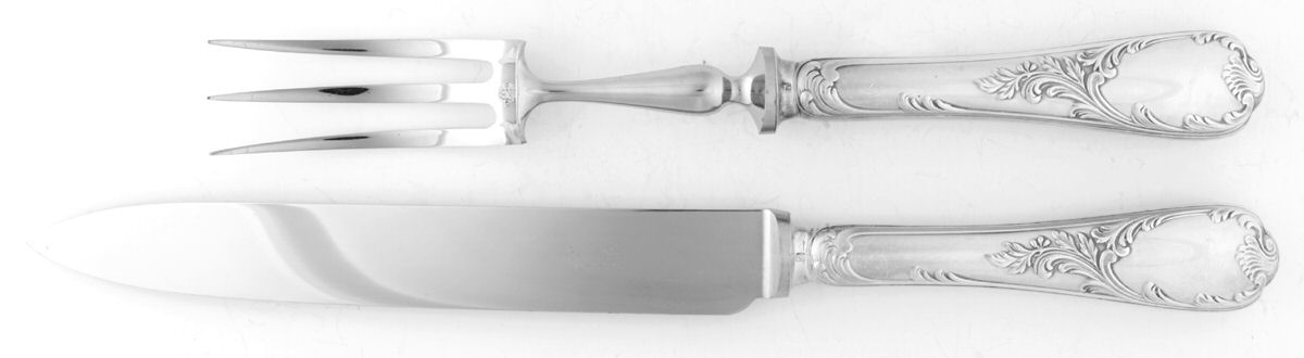 Marly (Silverplate, Satin Handle) Large 2-Piece Roast Carving Set w/Stainless Blade by Christofle France-1
