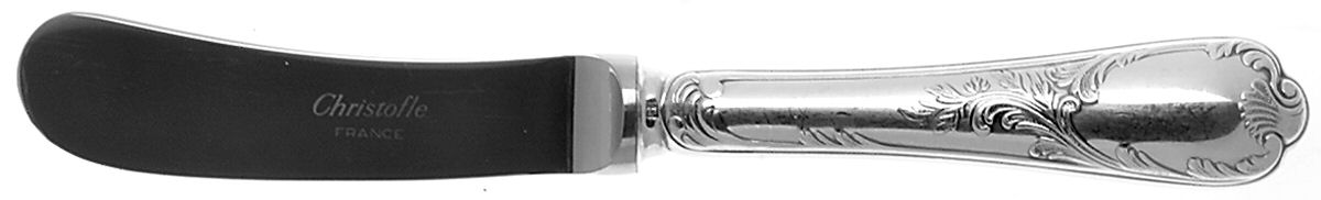 Marly (Silverplate, Satin Handle) Butter Spreader Hollow Hdl-Paddle/Stainless Blade by Christofle France-1
