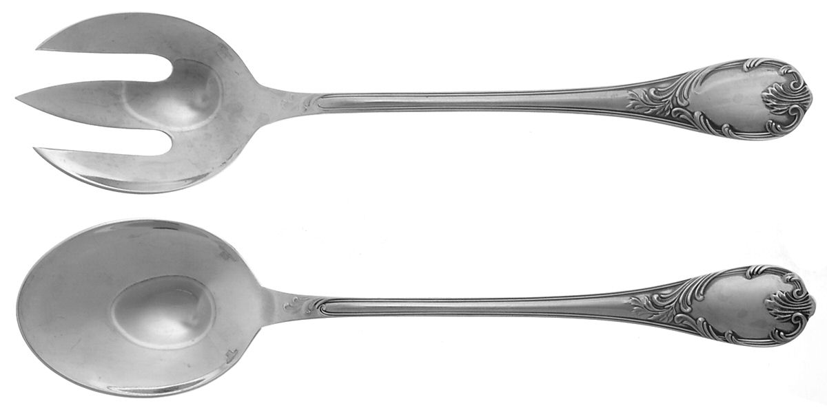 Marly (Silverplate, Satin Handle) (2 Pc) Solid Salad Set by Christofle France-1