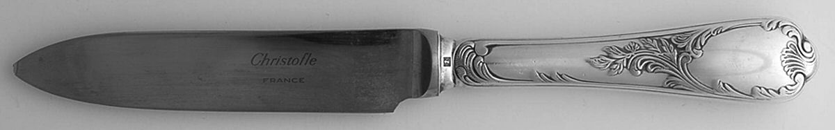 Marly (Silverplate, Satin Handle) Individual Fruit Knife with Stainless Blade by Christofle France-1