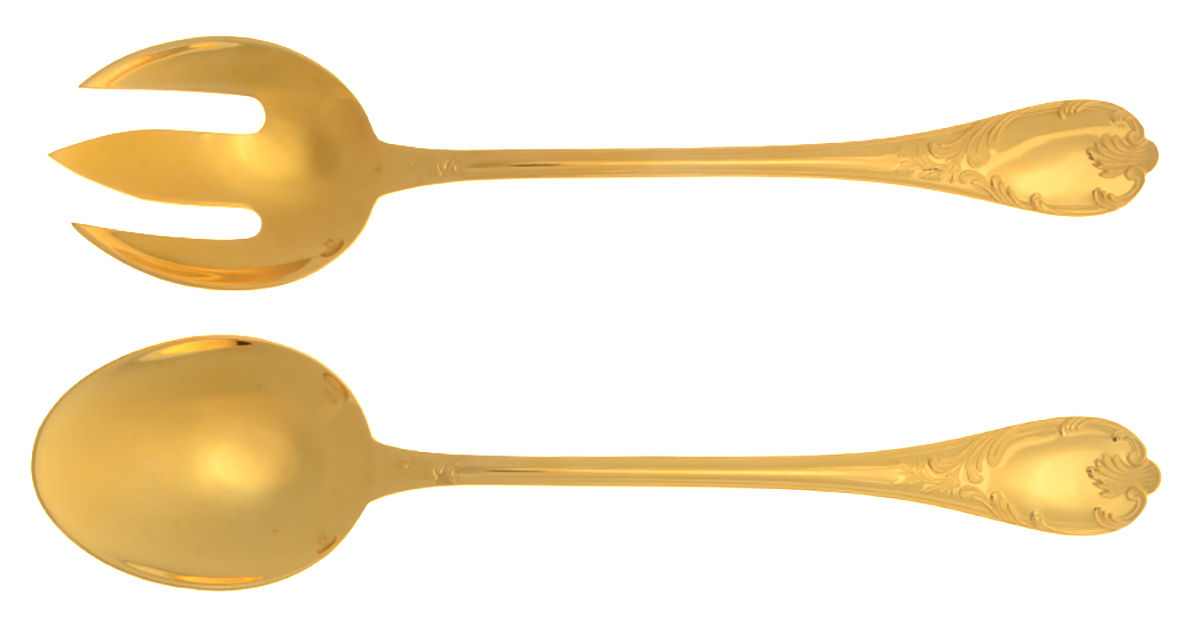 Marly (Gold Electroplate) (2 Pc) Solid Salad Set by Christofle France-1