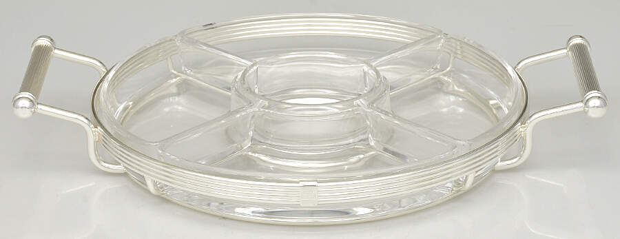 Silverplate Hollowware 5 Part Relish with Glass Liner(S) by Christofle France-1