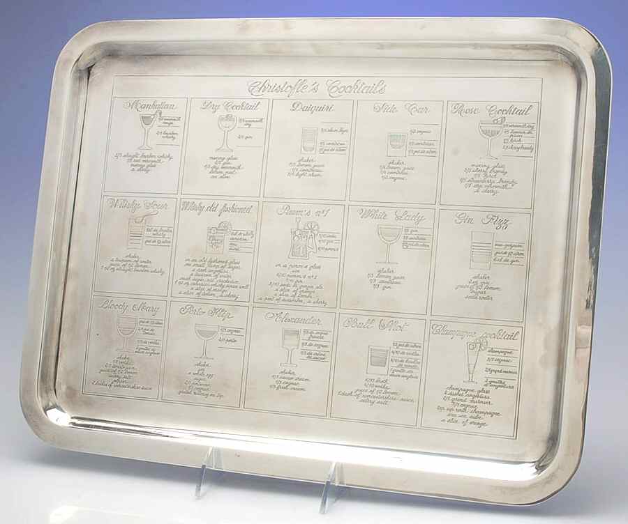 Silverplate Hollowware Silverplate Cocktail Tray by Christofle France-1