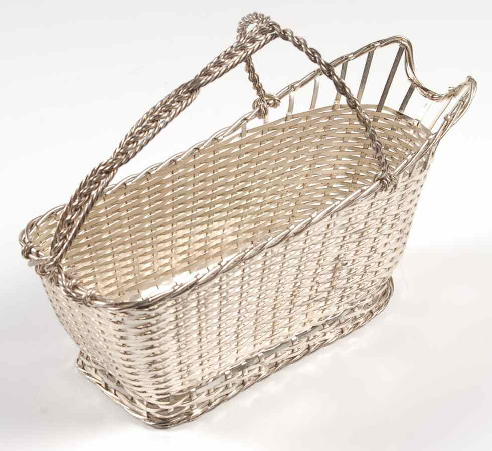 Silverplate Hollowware Wine Bottle Basket by Christofle France-1