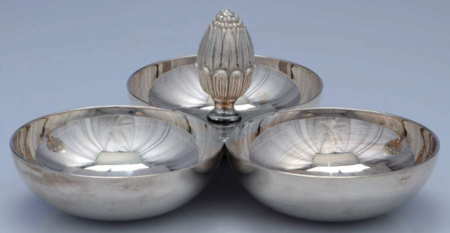 Silverplate Hollowware 3 Part Dip Server by Christofle France-1