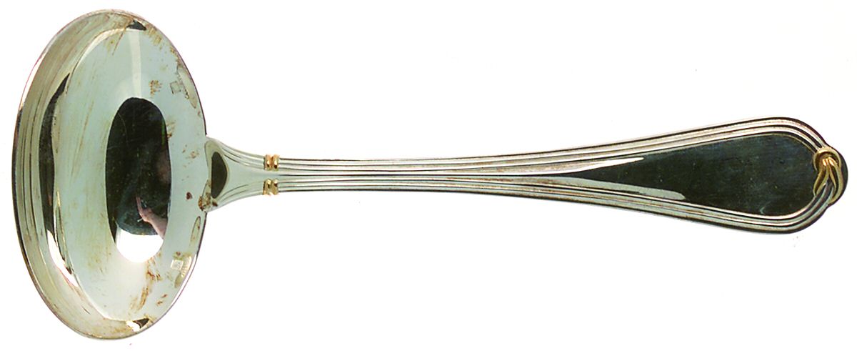Oceana Gold (Silverplate) Solid Gravy Ladle by Christofle France-1