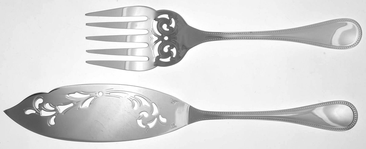 Perles (Silverplate, 1890) Pierced Fish Serving Set by Christofle France-1