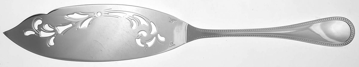 Perles (Silverplate, 1890) Large Solid Pierced Fish Knife by Christofle France-1