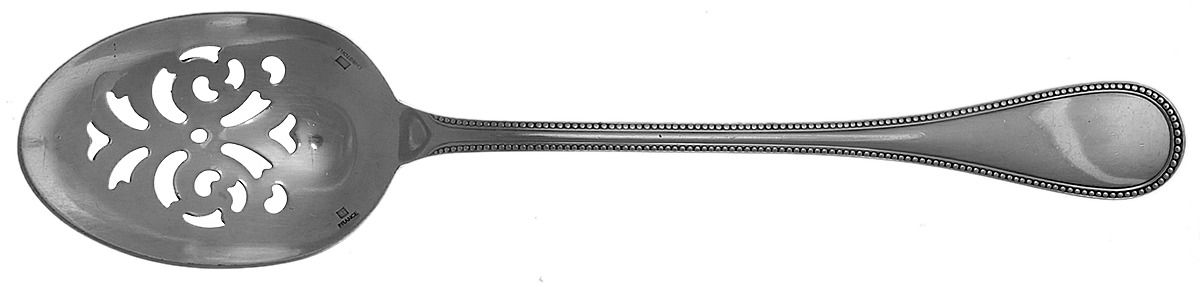 Perles (Silverplate, 1890) Pierced Solid Serving Spoon by Christofle France-1