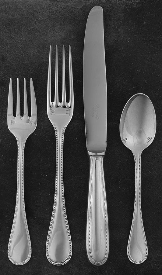 Perles (Silverplate, 1890) 4 Piece Place Setting by Christofle France-1