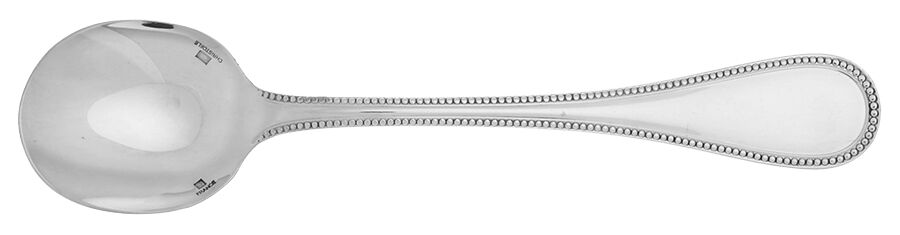 Perles (Silverplate, 1890) Round Bowl Soup Spoon (Cream Soup) HC by Christofle France-1