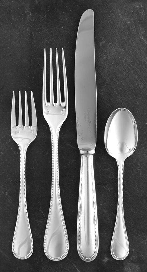 Perles (Silverplate, 1890) 32 Piece Estate Set by Christofle France-1