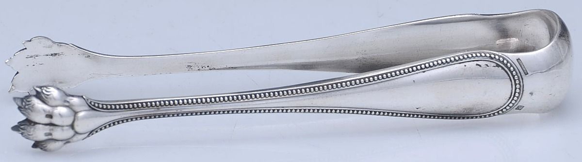 Perles (Silverplate, 1890) Large Ice Serving Tongs by Christofle France-1