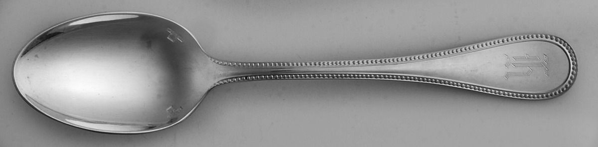 Perles (Silverplate, 1890) Monogram Teaspoon by Christofle France-1