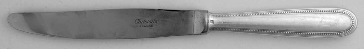 Perles (Silverplate, 1890) Monogram Modern Hollow Knife by Christofle France-1