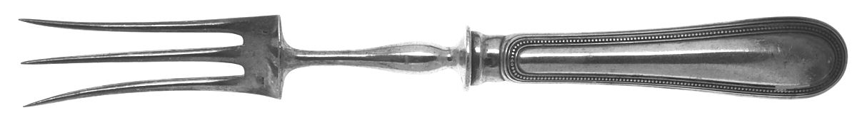 Perles (Silverplate, 1890) Large Stainless-Prong Roast Carving Fork by Christofle France-1