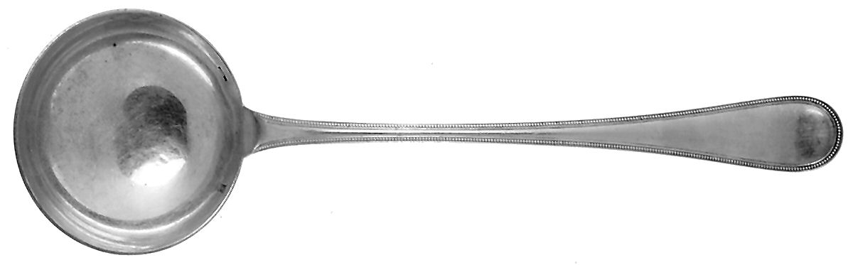 Perles (Silverplate, 1890) Large Solid Soup Ladle by Christofle France-1