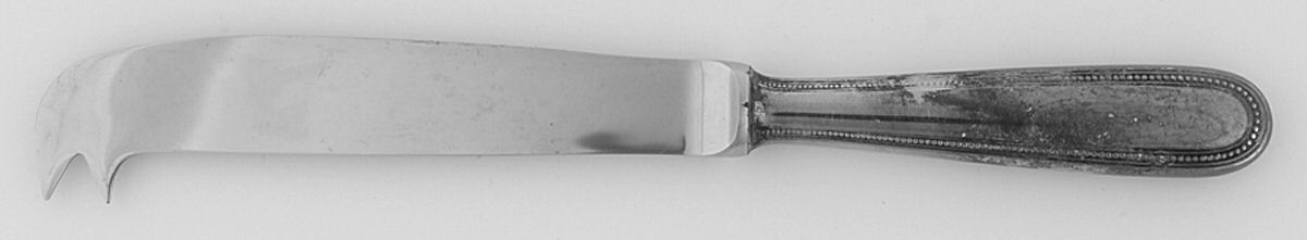 Perles (Silverplate, 1890) Cheese Knife with Stainless Blade by Christofle France-1