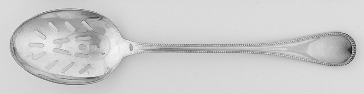 Perles (Silverplate, 1890) Pierced Solid Serving Spoon by Christofle France-1