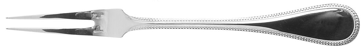 Perles (Silverplate, 1890) Small 2-Tine Cold Meat Serving Fork by Christofle France-1