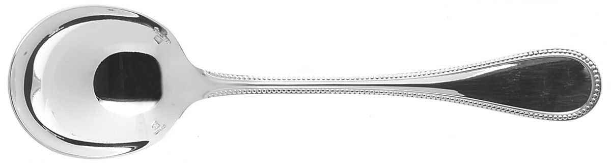Perles (Silverplate, 1890) Round Bowl Soup Spoon (Cream Soup) by Christofle France-1