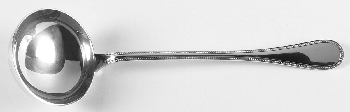 Perles (Silverplate, 1890) Solid Soup Ladle by Christofle France-1