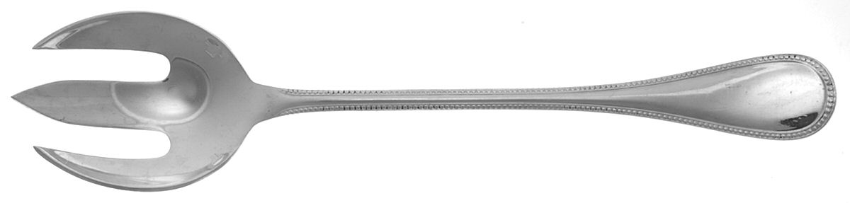 Perles (Silverplate, 1890) Solid Salad Serving Fork by Christofle France-1