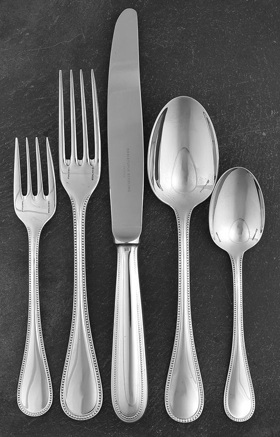 Perles (Sterling) 5 Piece Dinner Size Setting by Christofle France-1