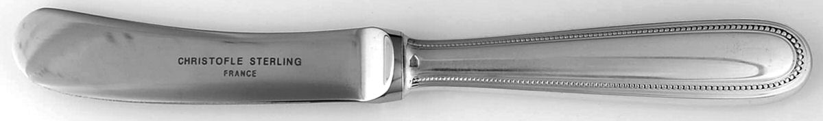 Perles (Sterling) Butter Spreader Hollow Hdl-Paddle/Stainless Blade by Christofle France-1