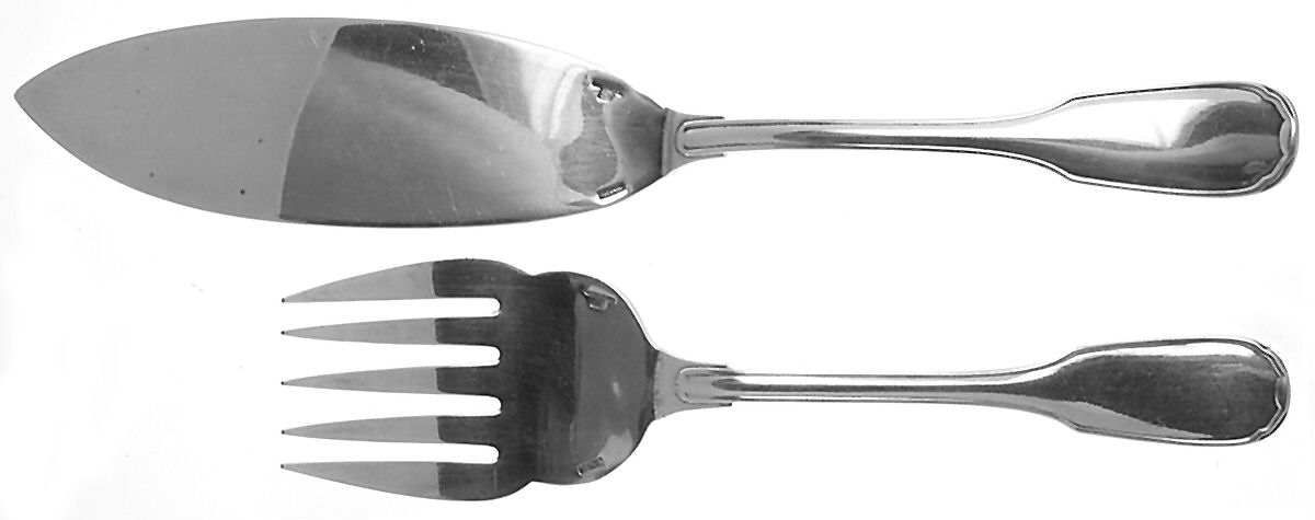 Plunir (Silverplate) 2 Piece Large Solid Fish Serving Set by Christofle France-1