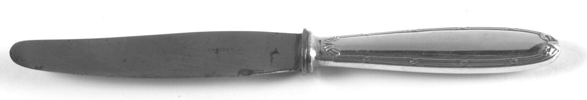 Rubans (Silverplate, 1926) Dessert Knife with Stainless Blade by Christofle France-1