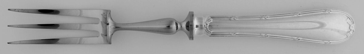 Rubans (Silverplate, 1926) Large Stainless-Prong Roast Carving Fork by Christofle France-1