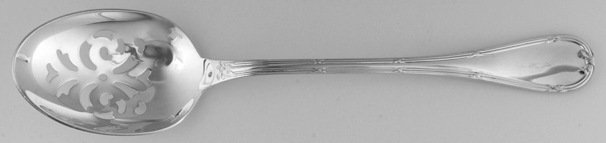 Rubans (Silverplate, 1926) Pierced Solid Serving Spoon by Christofle France-1
