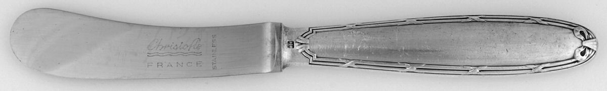 Rubans (Silverplate, 1926) Butter Spreader Hollow Hdl-Paddle/Stainless Blade by Christofle France-1