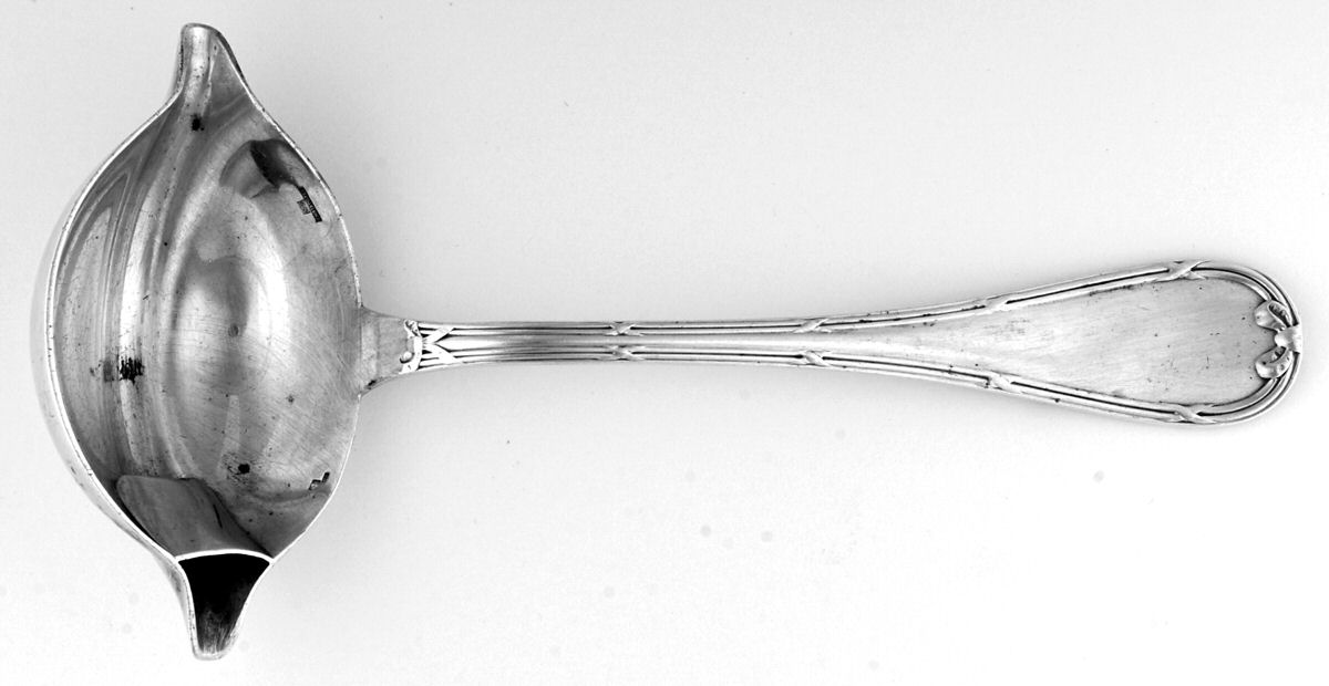 Rubans (Silverplate, 1926) Solid Fat & Lean Gravy Ladle by Christofle France-1