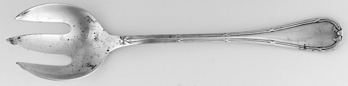 Rubans (Silverplate, 1926) Solid Salad Serving Fork by Christofle France-1