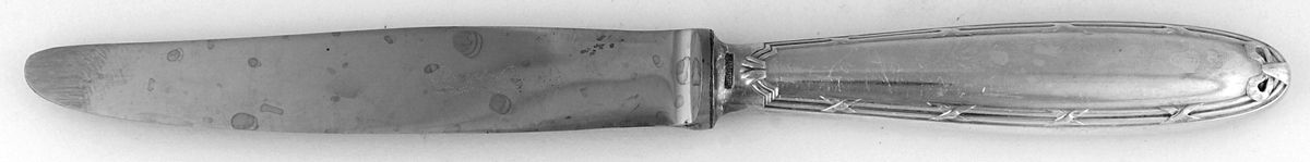 Rubans (Silverplate, 1926) Knife-Dessert/Stainless Blade by Christofle France-1