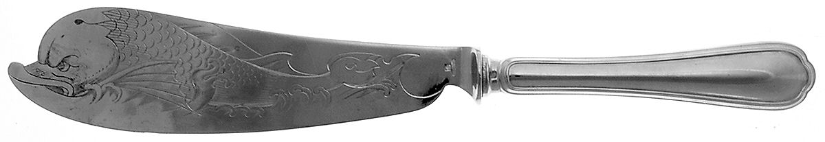 Spatours (Silverplate, 1862, No Monograms) Large Bright Cut Hollow Handle Fish Serving Knife by Christofle France-1