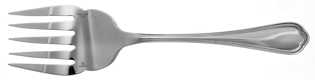 Spatours (Silverplate, 1862, No Monograms) Large Solid Fish Serving Fork by Christofle France-1