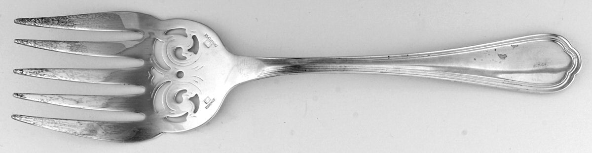 Spatours (Silverplate, 1862, No Monograms) Large Pierced Fish Serving Fork by Christofle France-1