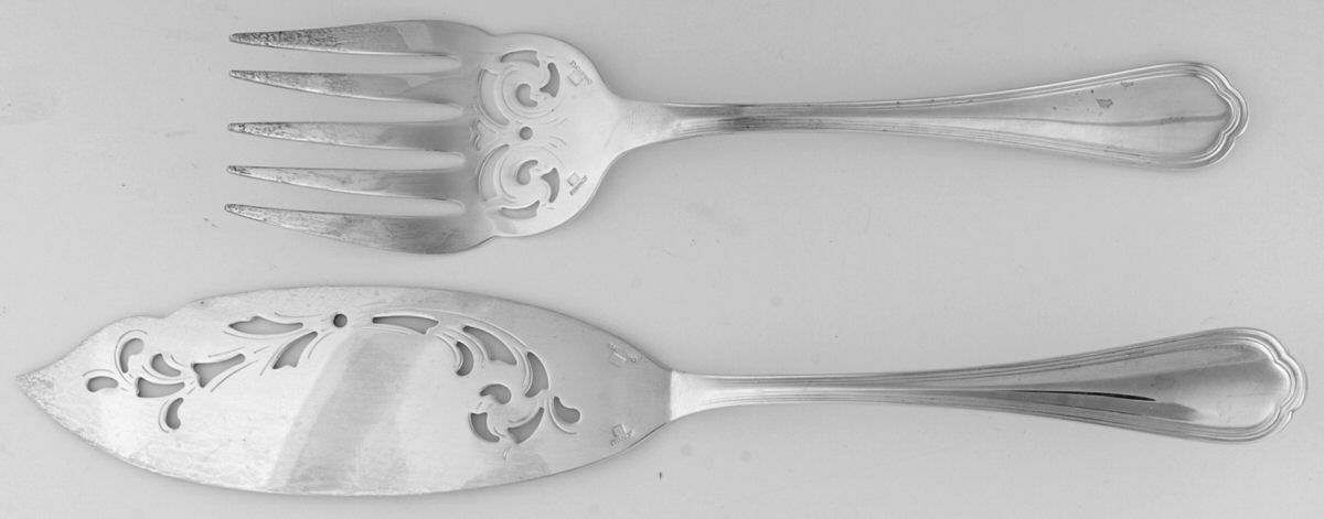 Spatours (Silverplate, 1862, No Monograms) Large Pierced Fish Serving Set by Christofle France-1