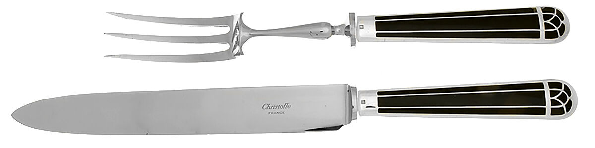 Talisman (Silverplate, 1995) Large 2-Piece Roast Carving Set w/Stainless Blade by Christofle France-1