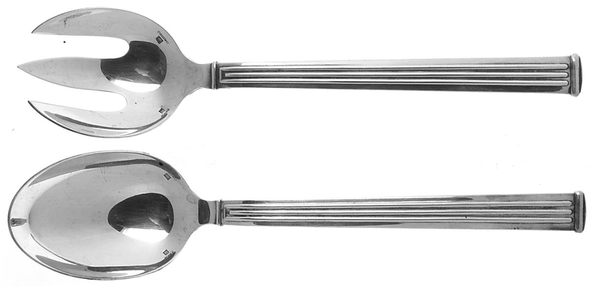 Triade (Silverplate) (2 Pc) Solid Salad Set by Christofle France-1