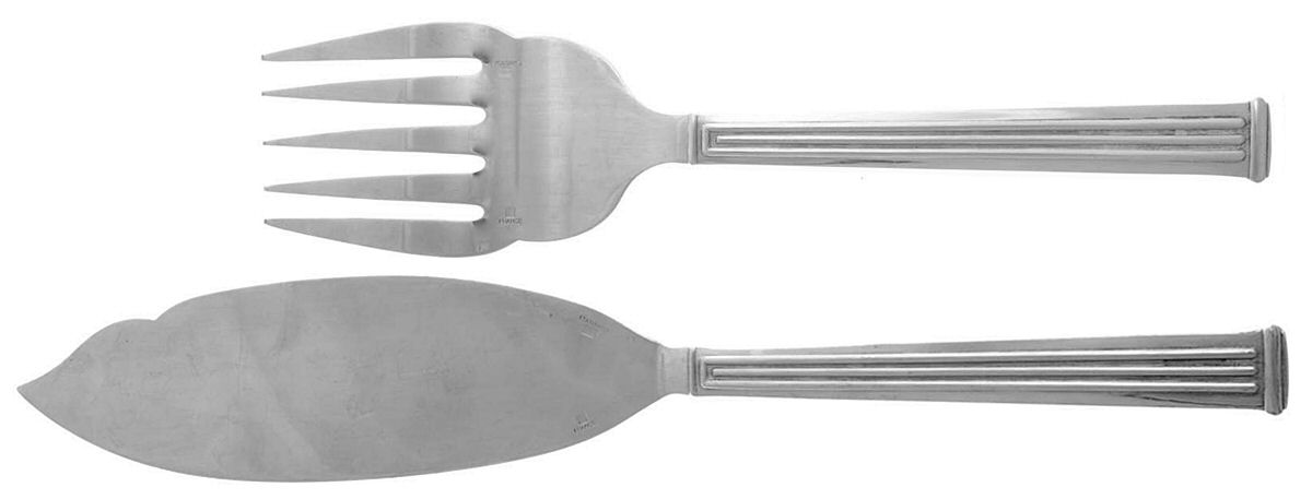 Triade (Silverplate) 2 Piece Large Solid Fish Serving Set by Christofle France-1