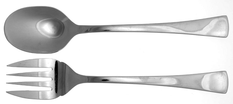 Valois (Stainless, Glossyfin) (2 Pc) Solid Salad Set by Christofle France-1