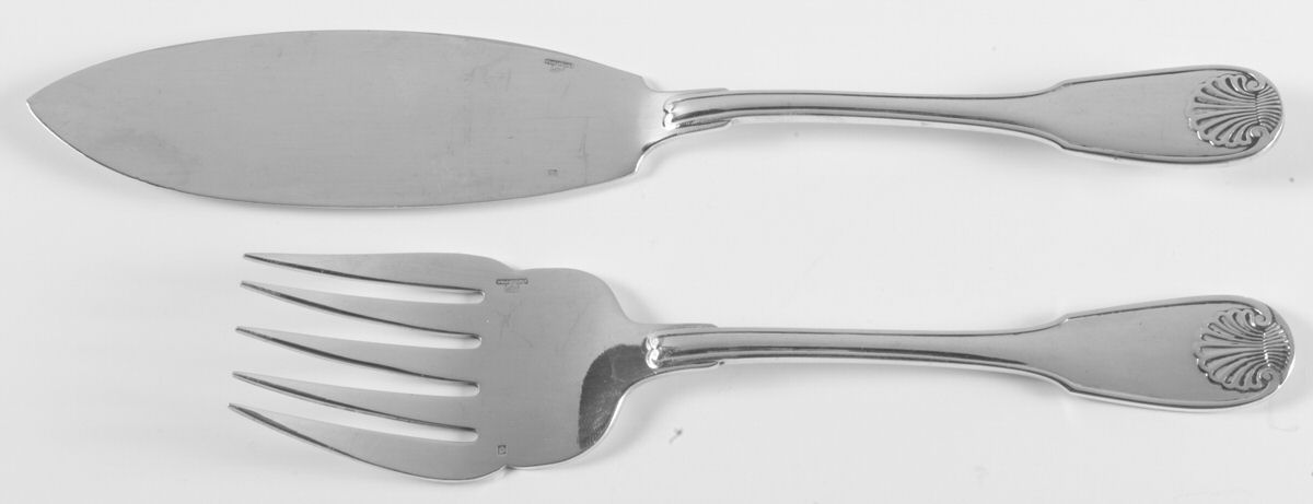 Vendome-Arcantia (Silverplate) 2 Piece Large Solid Fish Serving Set by Christofle France-1