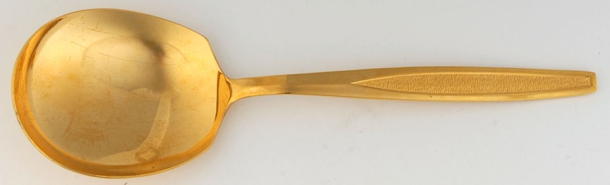 CUD2 (Gold Electroplate) Solid Smooth Casserole Spoon by Custom Design-1