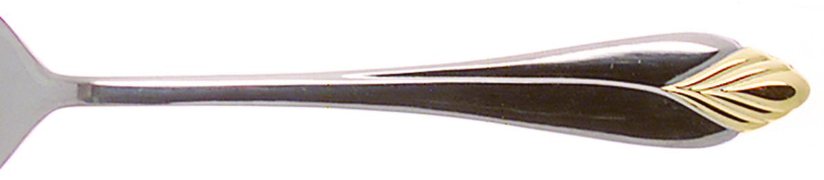 Concord-Gold Accent (Stainless, Gold Accent) Medium Solid Cold Meat Serving Fork by Cuisinart Flatware-1