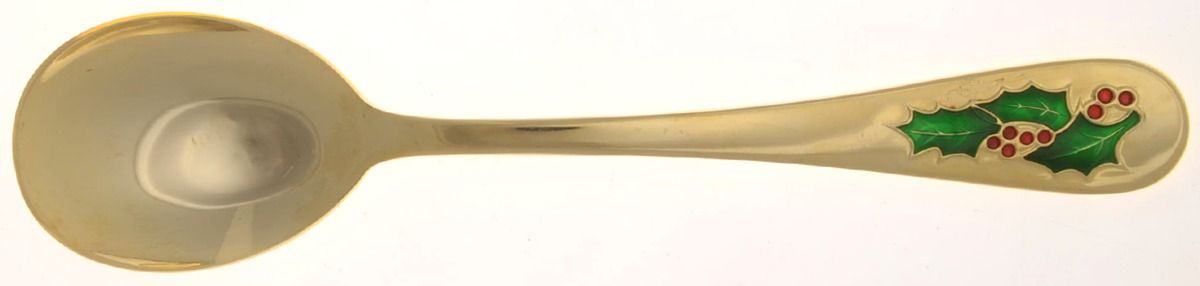 Hollyberry (Gold Electroplate) Solid Salad Serving Spoon by Classic Traditions-1