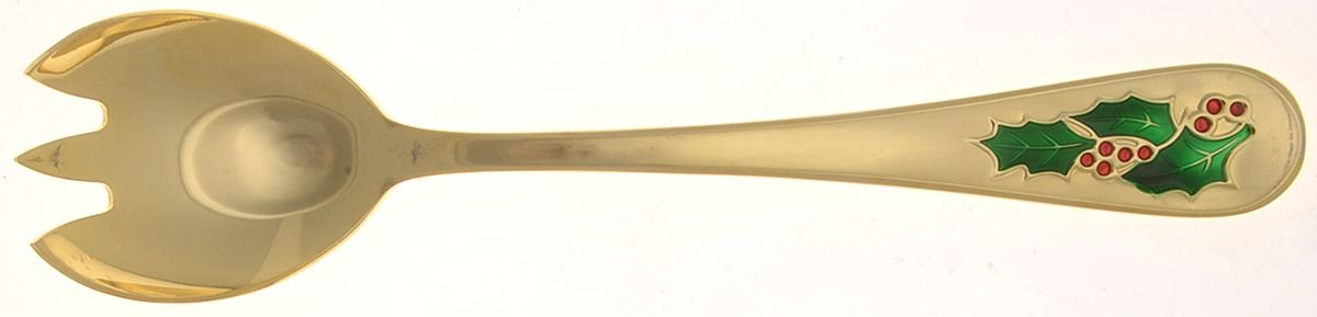 Hollyberry (Gold Electroplate) Solid Salad Serving Fork by Classic Traditions-1